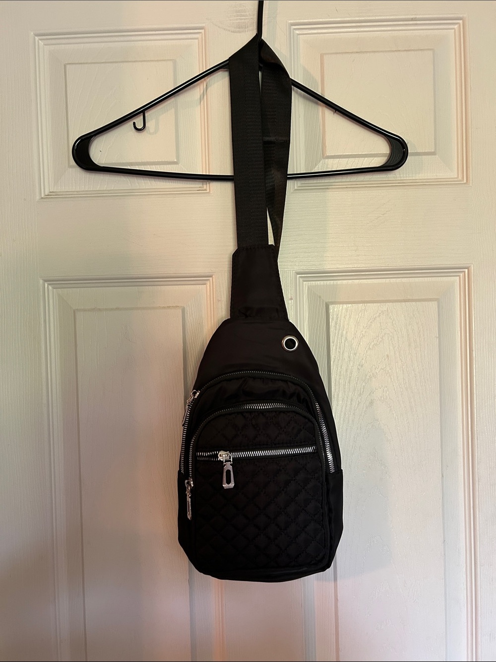 Black Quilted Crossbody Sling Bag - Women